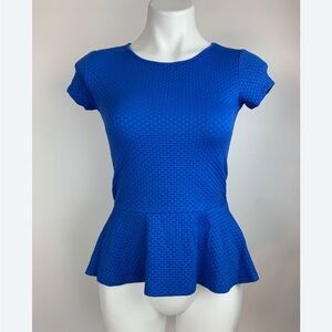LOFT Textured Royal Blue Peplum top Medium Petite